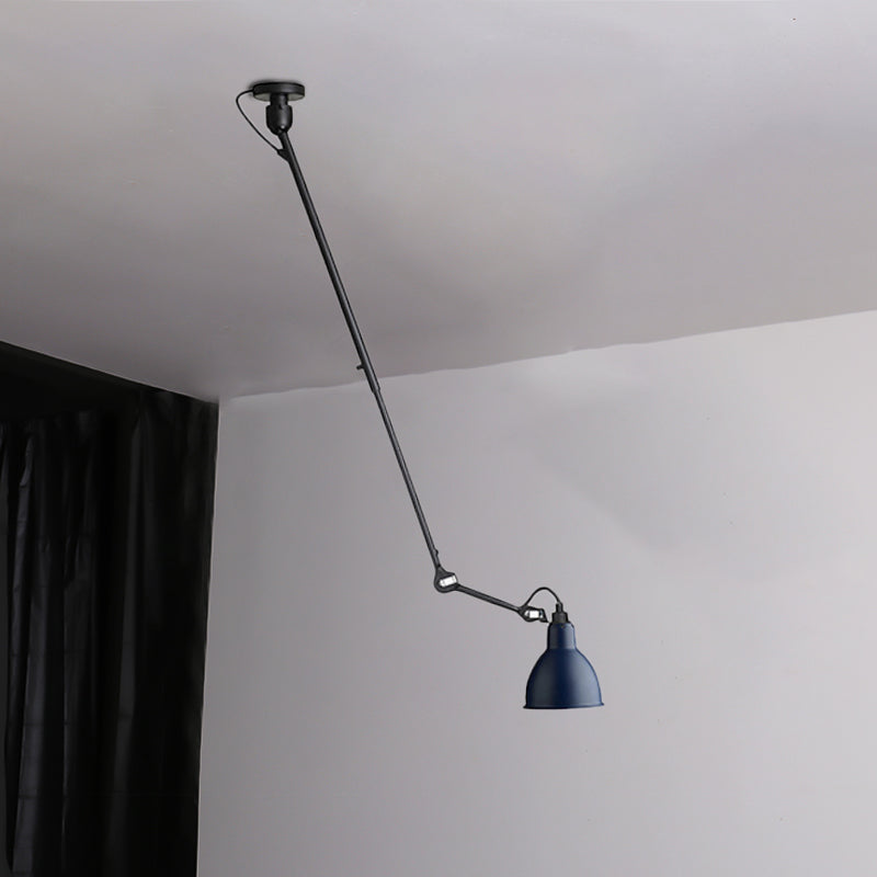 Modern Dome Pendant Lamp with Articulating Arm - Black/Gray Ceiling Light for Kitchen