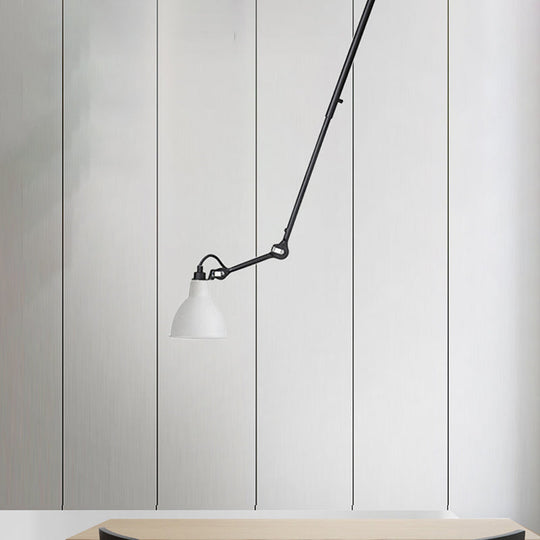 Modern Metallic Dome Pendant Lamp - 1 Bulb Black/Gray Ceiling Light With Articulated Arm For Kitchen