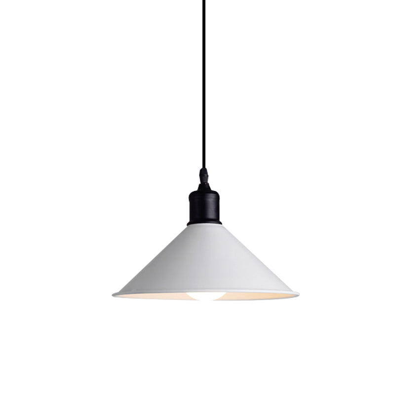 Suspension de plafond en métal - Forme conique, cordon réglable, design moderne - Blanc, largeur 7,5"/8,5"