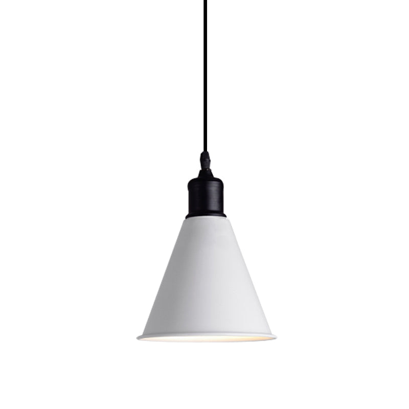 Suspension de plafond en métal - Forme conique, cordon réglable, design moderne - Blanc, largeur 7,5"/8,5"