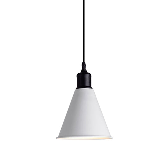 Suspension de plafond en métal - Forme conique, cordon réglable, design moderne - Blanc, largeur 7,5"/8,5"