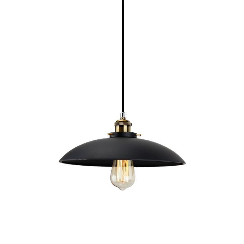 Industrial Black Saucer Shade Pendant Light For Dining Table - 1 12.5/16 Width