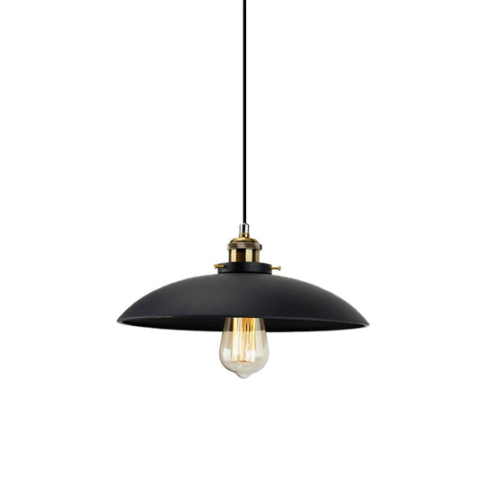 Industrial Black Saucer Shade Pendant Light For Dining Table - 1 12.5/16 Width
