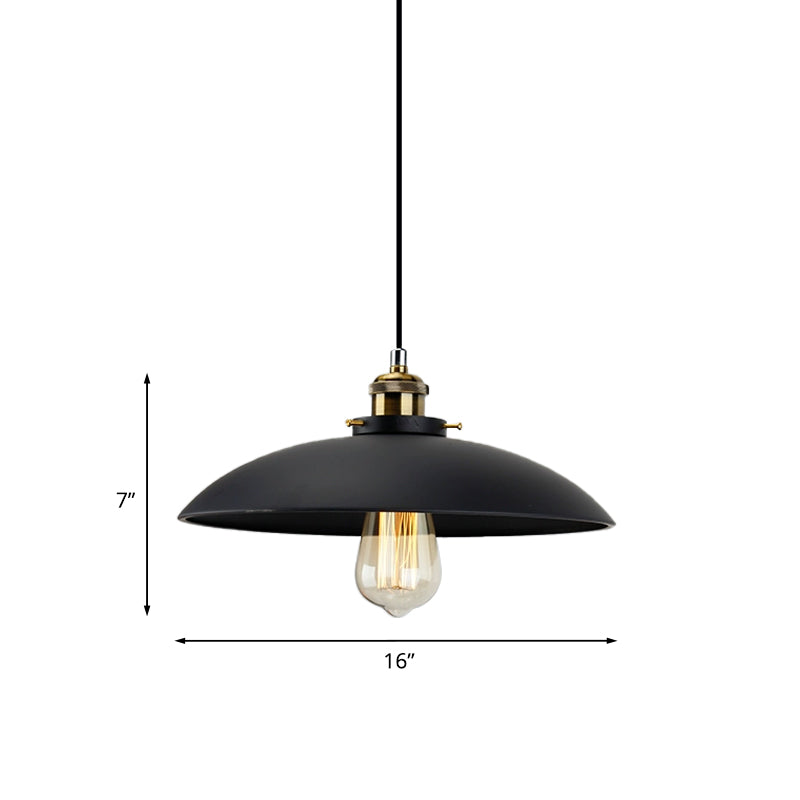 Industrial Black Saucer Shade Pendant Light For Dining Table - 1 12.5/16 Width
