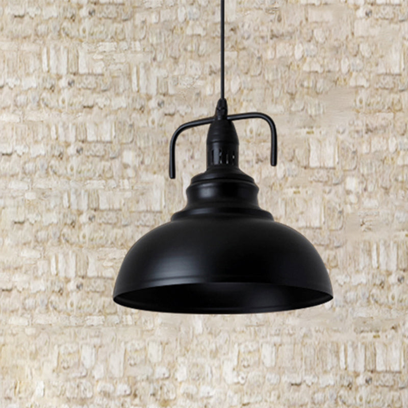 Industrial Metal Pendant Light With Adjustable Cord - 11.5/14 Black Dome Shade 1-Light Fixture For