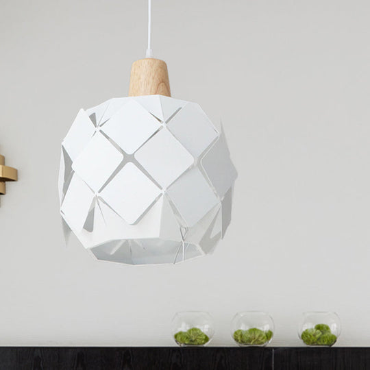 Modern Metal Shade Pendant Light Fixture – Blue/Black/White Globe Pendant Lighting – 1 Light Hanging