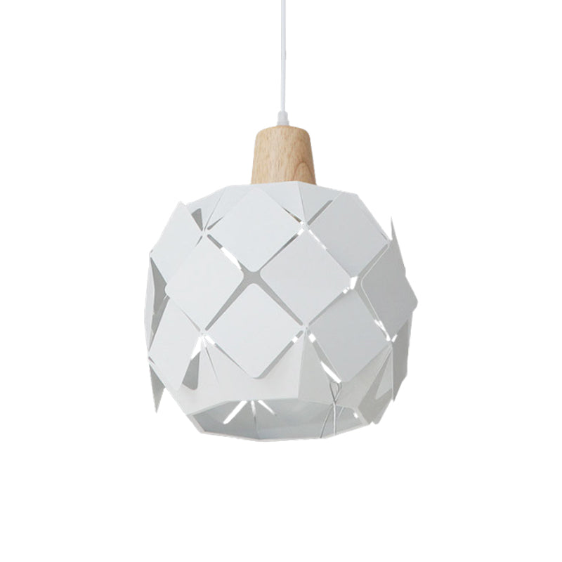 Modern Metal Shade Pendant Light Fixture – Blue/Black/White Globe Pendant Lighting – 1 Light Hanging