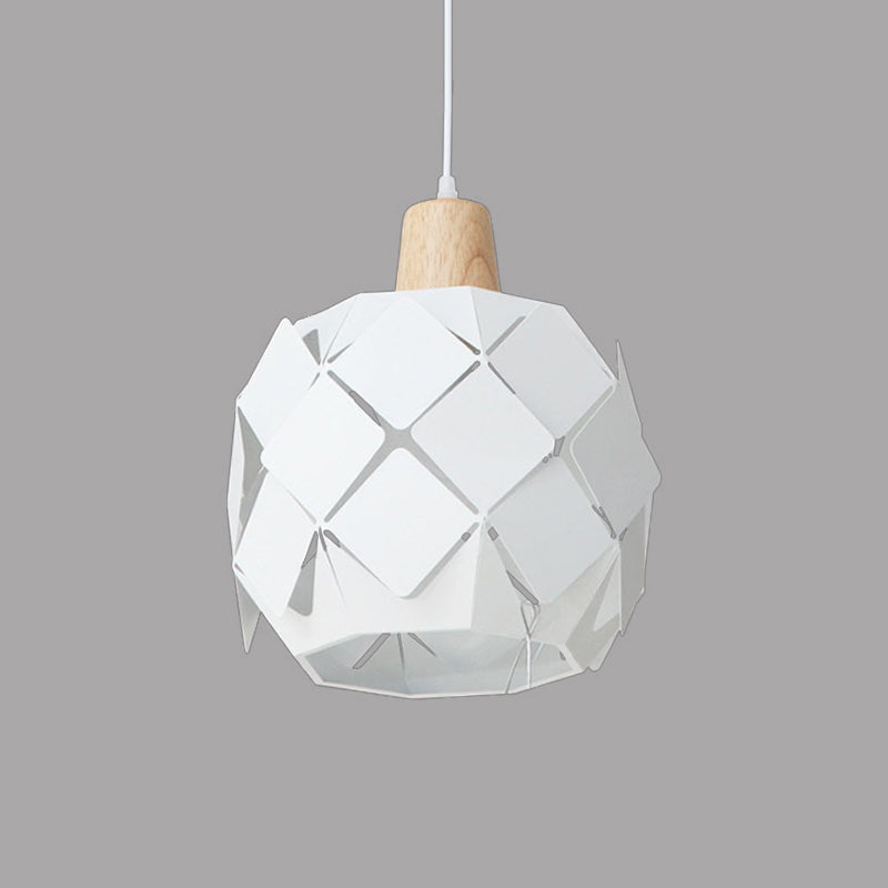 Modern Metal Shade Pendant Light Fixture – Blue/Black/White Globe Pendant Lighting – 1 Light Hanging