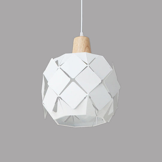 Modern Metal Shade Pendant Light Fixture – Blue/Black/White Globe Pendant Lighting – 1 Light Hanging