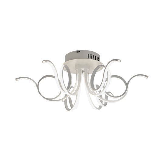 Contemporary Acrylic Octopus Flush Mount Light Fixture – 3/6/8 LED Lights – for Living Room Ceiling in Warm/White