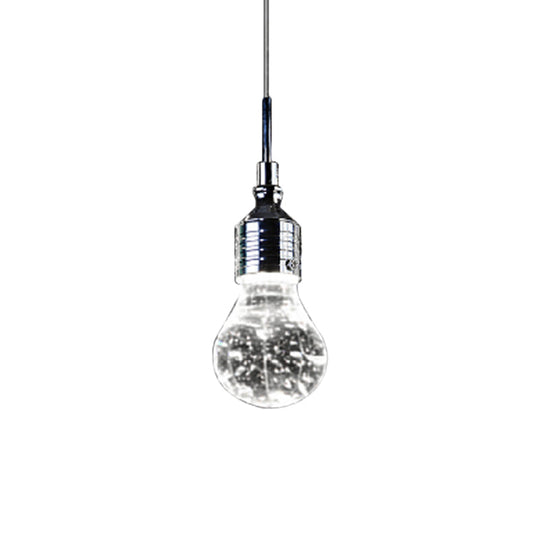 Bubble Crystal Pendant Ceiling Light With Metal Finish And Single Bulb In Warm/White