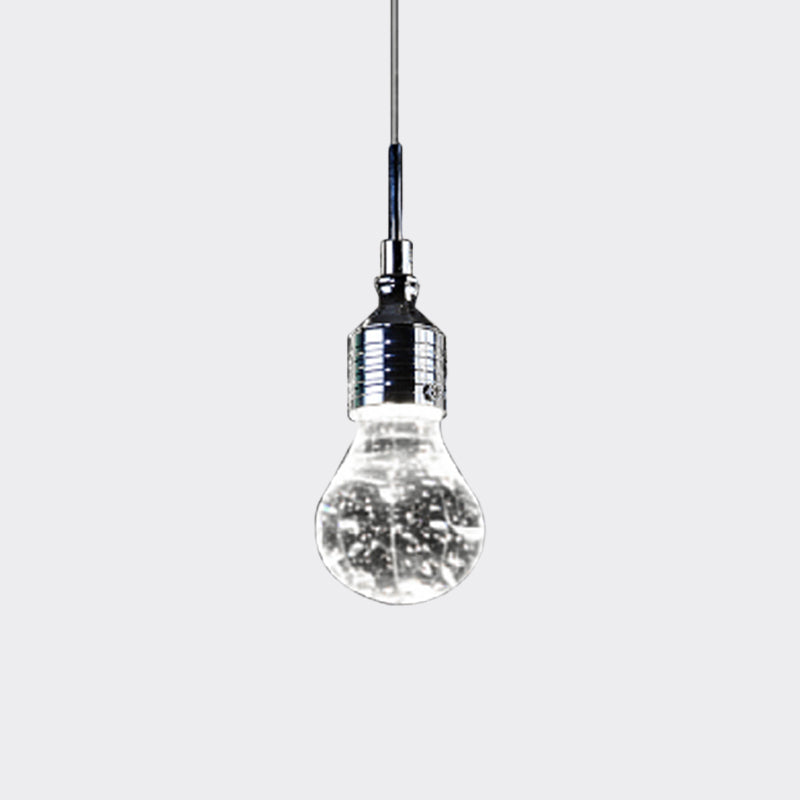 Bubble Crystal Pendant Ceiling Light With Metal Finish And Single Bulb In Warm/White