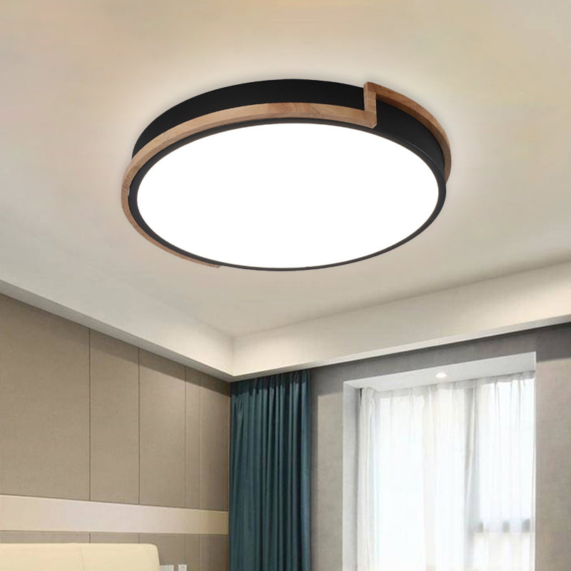 Plafonnier LED Slim Drum pour chambre à coucher - Choix de 3 tailles en noir, gris ou blanc