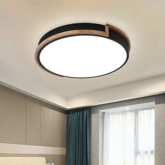 Plafonnier LED Slim Drum pour chambre à coucher - Choix de 3 tailles en noir, gris ou blanc