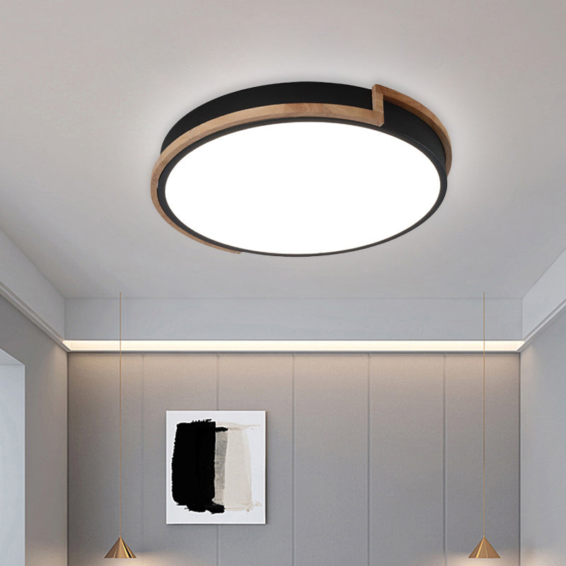Eye-Caring Slim Drum LED Ceiling Light for Bedroom - Choice of 3 Sizes in Black, Grey or White