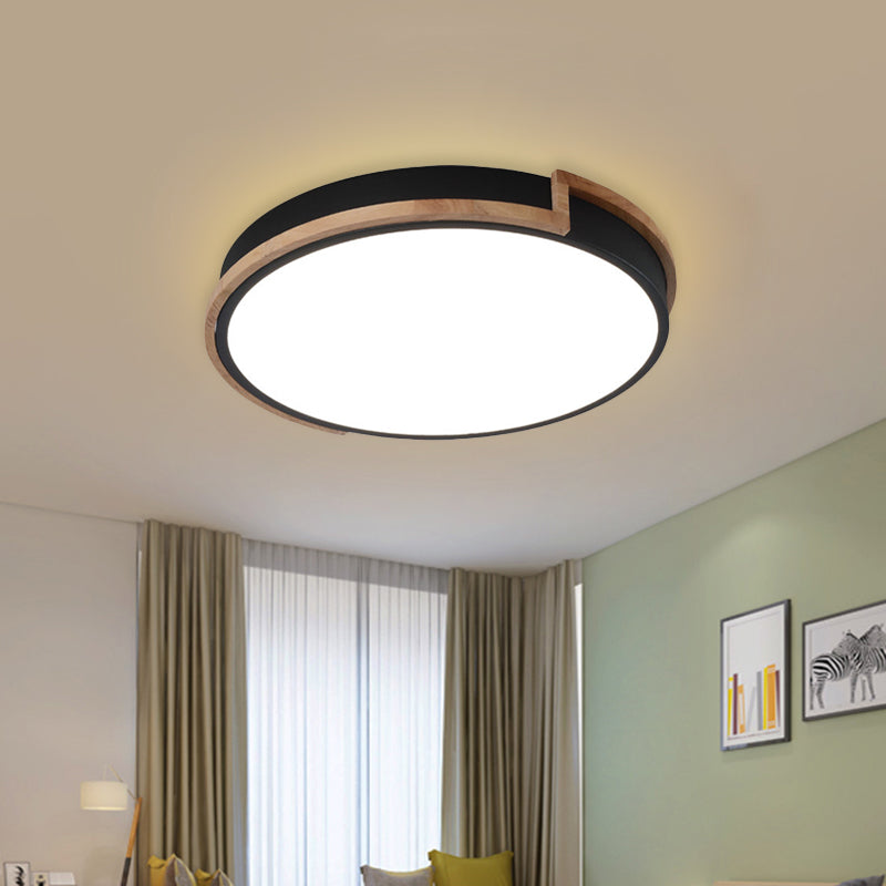Eye-Caring Slim Drum Led Ceiling Light For Bedroom - Choice Of 3 Sizes In Black Grey Or White