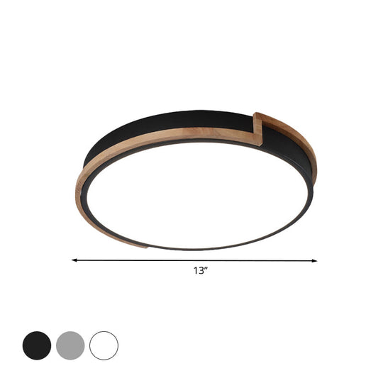 Plafonnier LED Slim Drum pour chambre à coucher - Choix de 3 tailles en noir, gris ou blanc