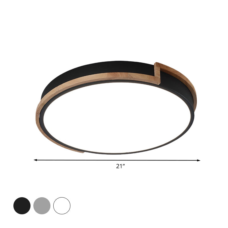 Plafonnier LED Slim Drum pour chambre à coucher - Choix de 3 tailles en noir, gris ou blanc