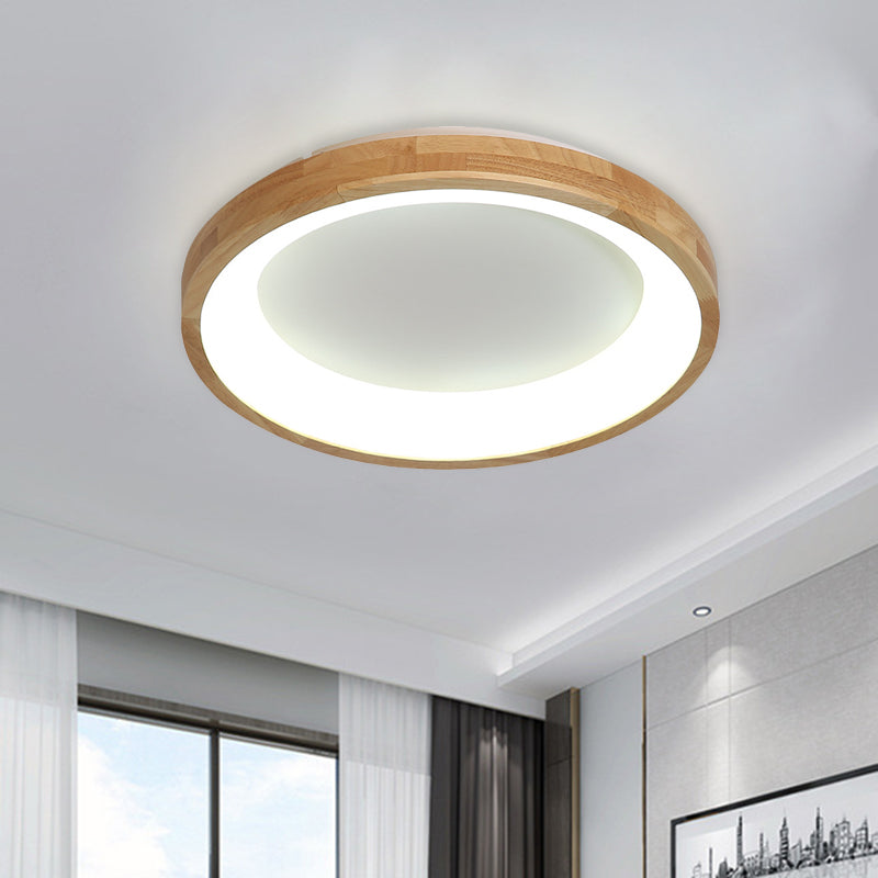 12"/16"/19.5" Nordic Wood & Acrylic Circular LED Flush-mount Light - Unique Hallway Ceiling Fixture