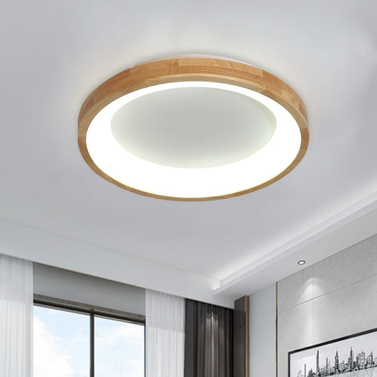 12"/16"/19.5" Nordic Wood & Acrylic Circular LED Flush-mount Light - Unique Hallway Ceiling Fixture