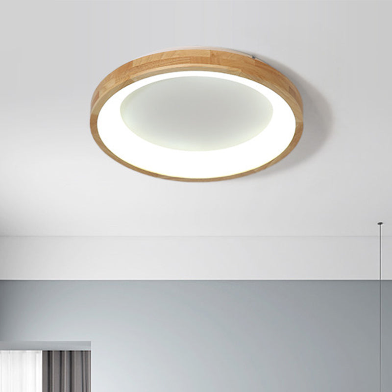 12"/16"/19.5" Nordic Wood & Acrylic Circular LED Flush-mount Light - Unique Hallway Ceiling Fixture