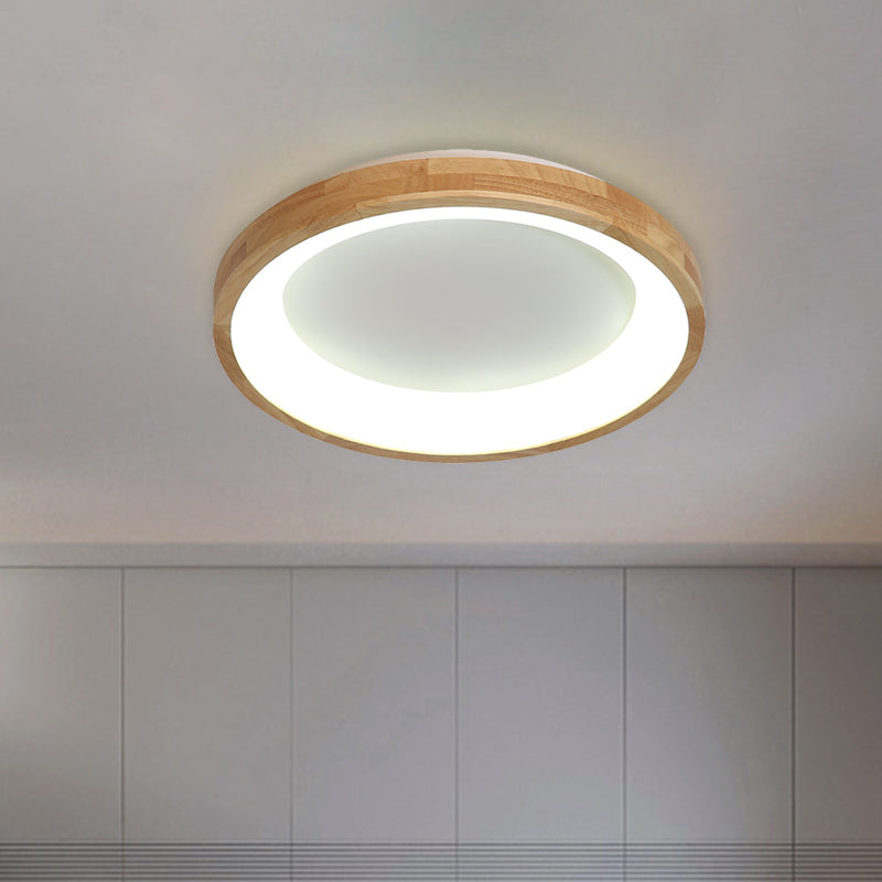 12"/16"/19.5" Nordic Wood & Acrylic Circular LED Flush-mount Light - Unique Hallway Ceiling Fixture