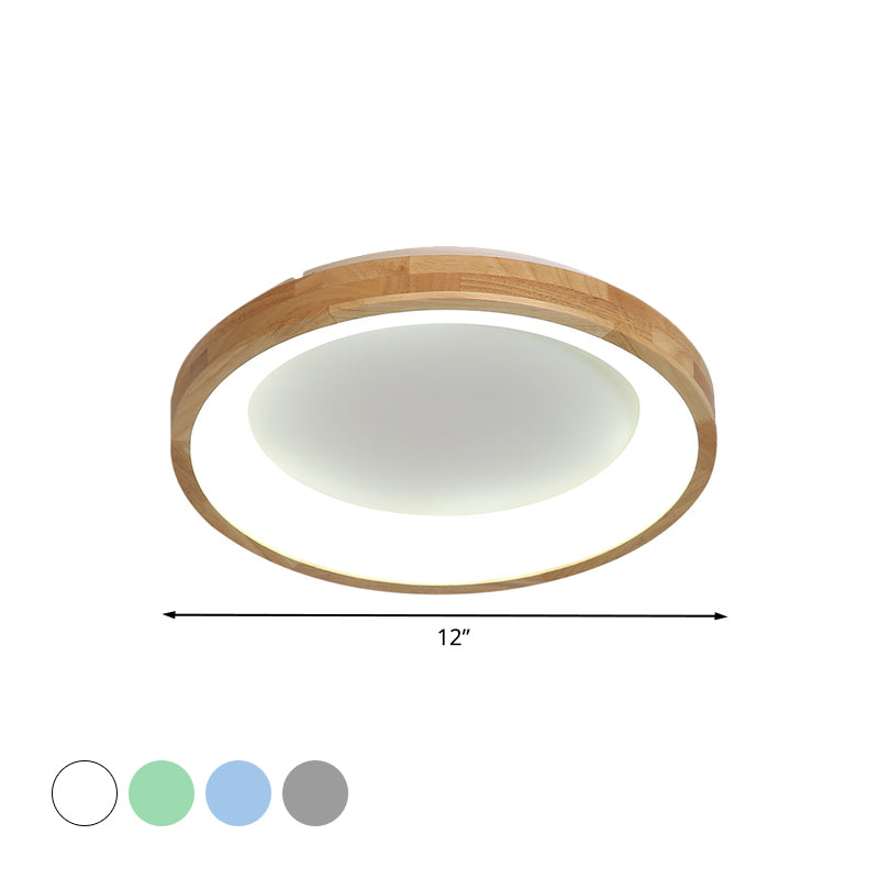 12"/16"/19.5" Nordic Wood & Acrylic Circular LED Flush-mount Light - Unique Hallway Ceiling Fixture