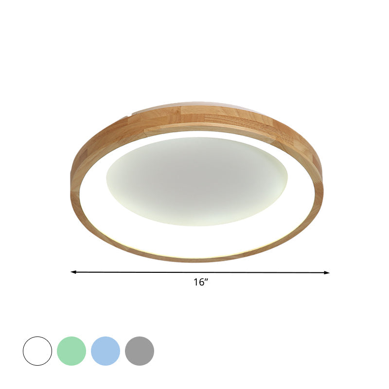 12"/16"/19.5" Nordic Wood & Acrylic Circular LED Flush-mount Light - Unique Hallway Ceiling Fixture