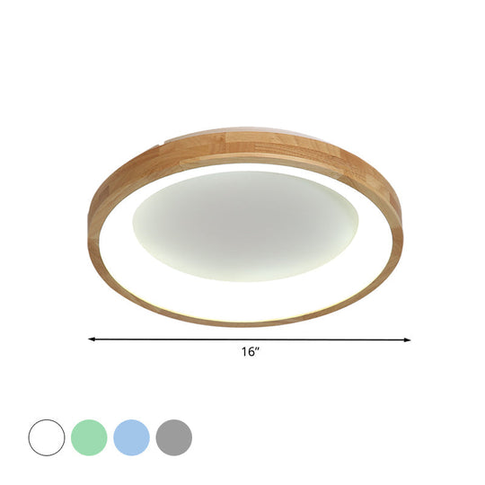 12"/16"/19.5" Nordic Wood & Acrylic Circular LED Flush-mount Light - Unique Hallway Ceiling Fixture