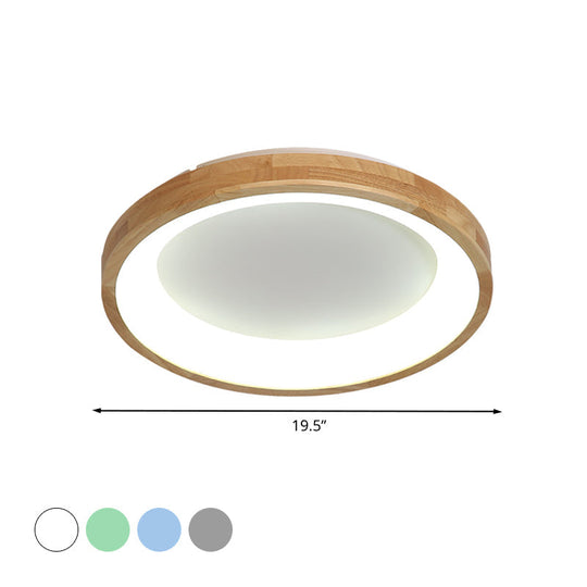 12"/16"/19.5" Nordic Wood & Acrylic Circular LED Flush-mount Light - Unique Hallway Ceiling Fixture