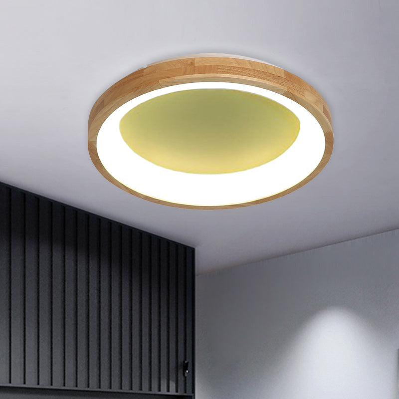 12"/16"/19.5" Nordic Wood & Acrylic Circular LED Flush-mount Light - Unique Hallway Ceiling Fixture