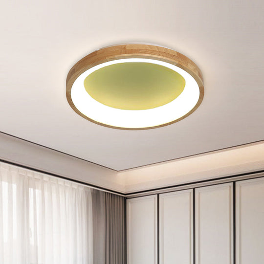 12"/16"/19.5" Nordic Wood & Acrylic Circular LED Flush-mount Light - Unique Hallway Ceiling Fixture