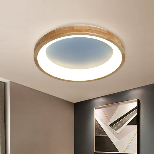 12"/16"/19.5" Nordic Wood & Acrylic Circular LED Flush-mount Light - Unique Hallway Ceiling Fixture