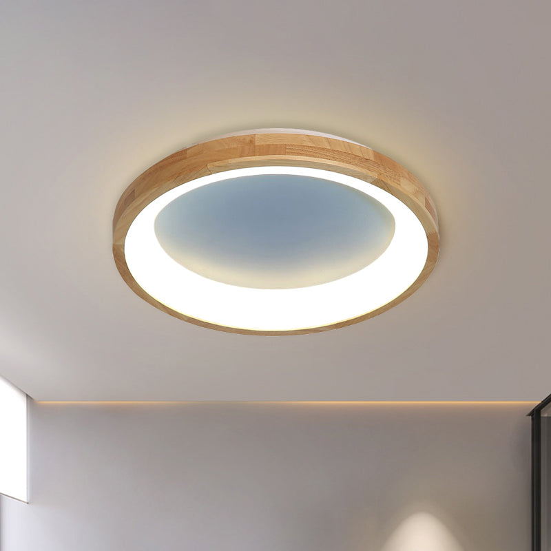 12"/16"/19.5" Nordic Wood & Acrylic Circular LED Flush-mount Light - Unique Hallway Ceiling Fixture