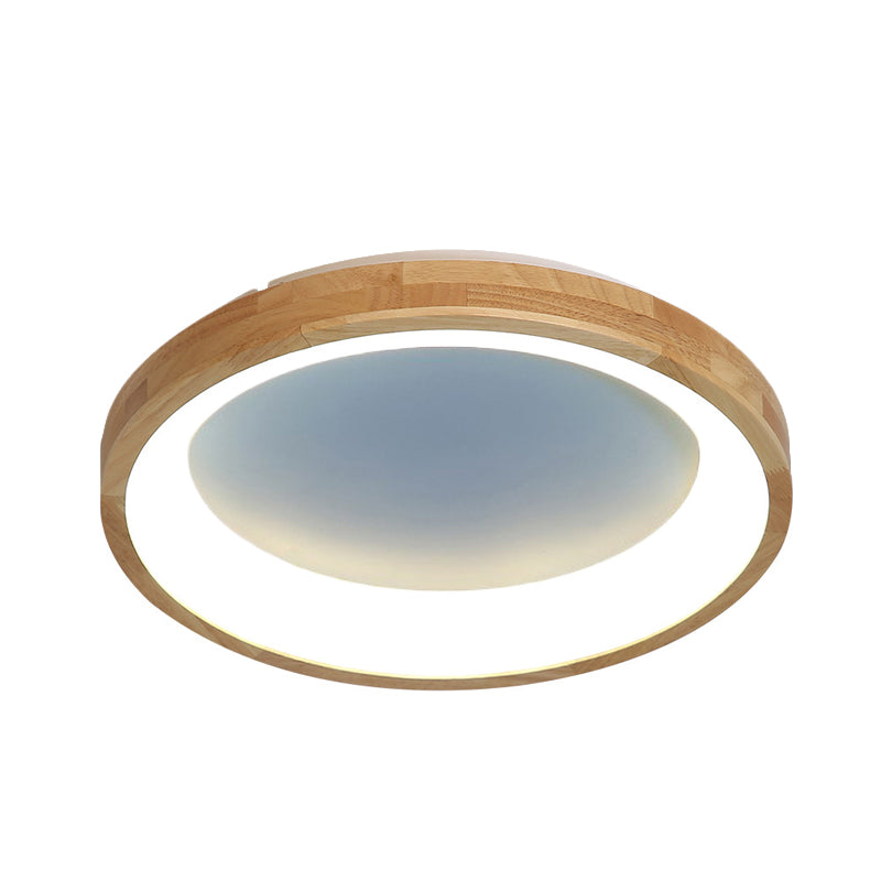 12"/16"/19.5" Nordic Wood & Acrylic Circular LED Flush-mount Light - Unique Hallway Ceiling Fixture