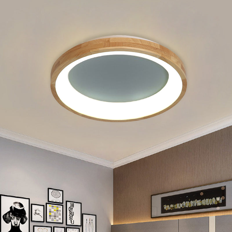 12"/16"/19.5" Nordic Wood & Acrylic Circular LED Flush-mount Light - Unique Hallway Ceiling Fixture