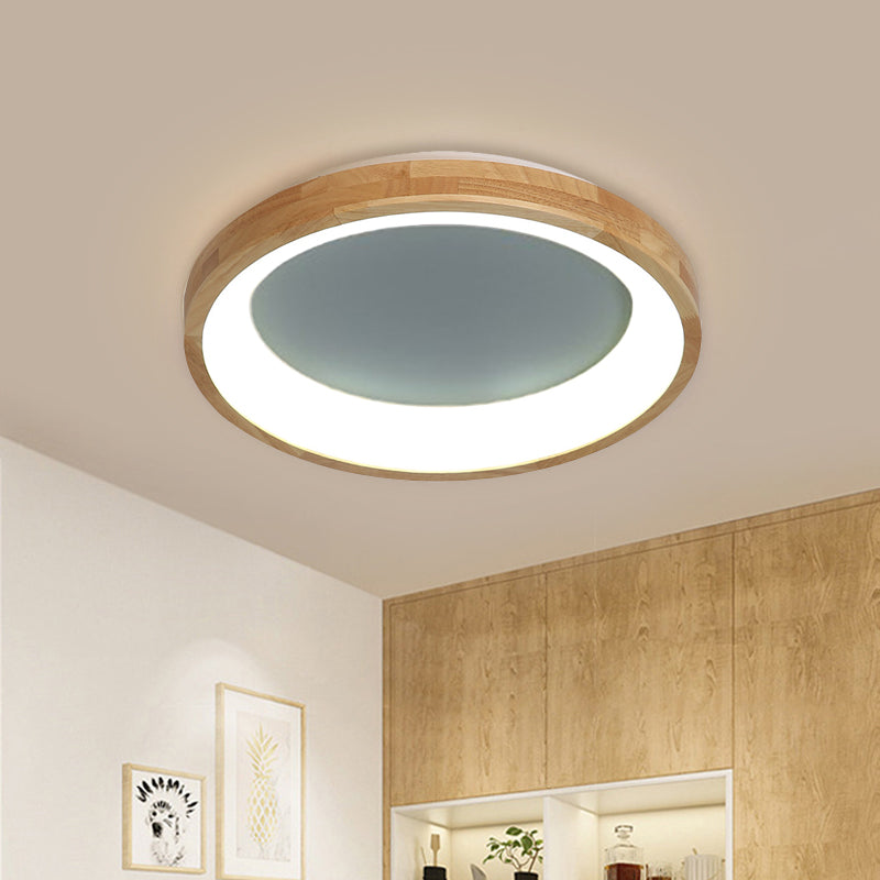 12"/16"/19.5" Nordic Wood & Acrylic Circular LED Flush-mount Light - Unique Hallway Ceiling Fixture