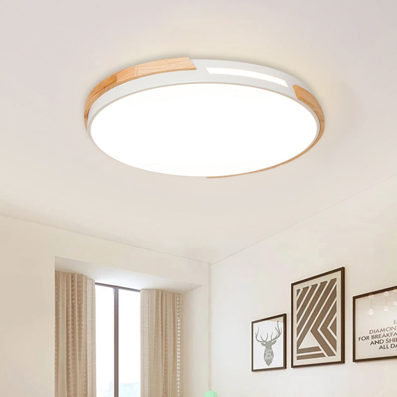Modern LED Circle Flush Ceiling Light with Macaron Style Acrylic in Green/Grey/White - Ideal for Dining Room Corridor