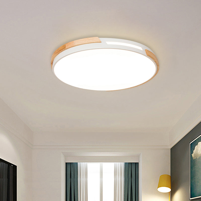Modern LED Circle Flush Ceiling Light with Macaron Style Acrylic in Green/Grey/White - Ideal for Dining Room Corridor