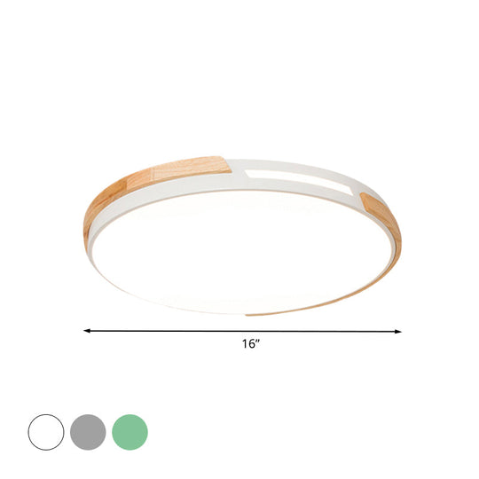 Modern LED Circle Flush Ceiling Light with Macaron Style Acrylic in Green/Grey/White - Ideal for Dining Room Corridor