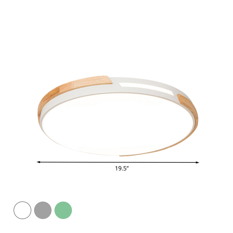 Modern LED Circle Flush Ceiling Light with Macaron Style Acrylic in Green/Grey/White - Ideal for Dining Room Corridor