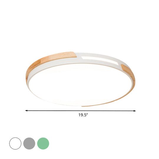 Modern LED Circle Flush Ceiling Light with Macaron Style Acrylic in Green/Grey/White - Ideal for Dining Room Corridor