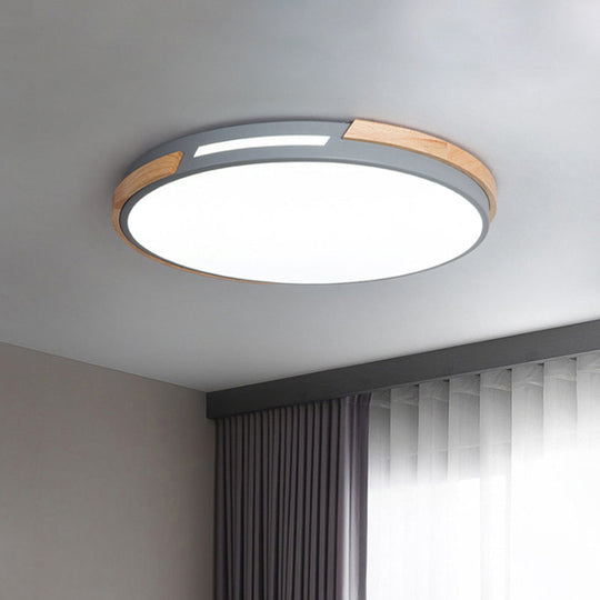Modern LED Circle Flush Ceiling Light with Macaron Style Acrylic in Green/Grey/White - Ideal for Dining Room Corridor