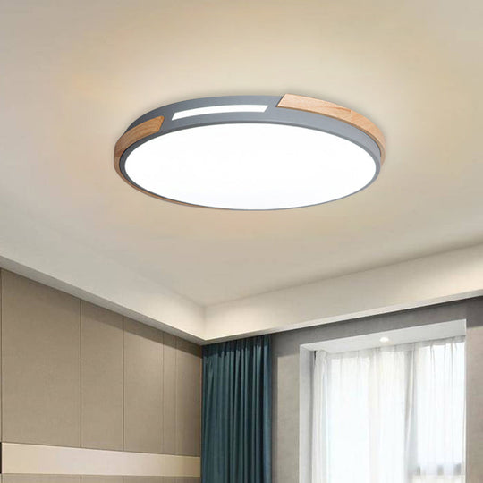Modern LED Circle Flush Ceiling Light with Macaron Style Acrylic in Green/Grey/White - Ideal for Dining Room Corridor
