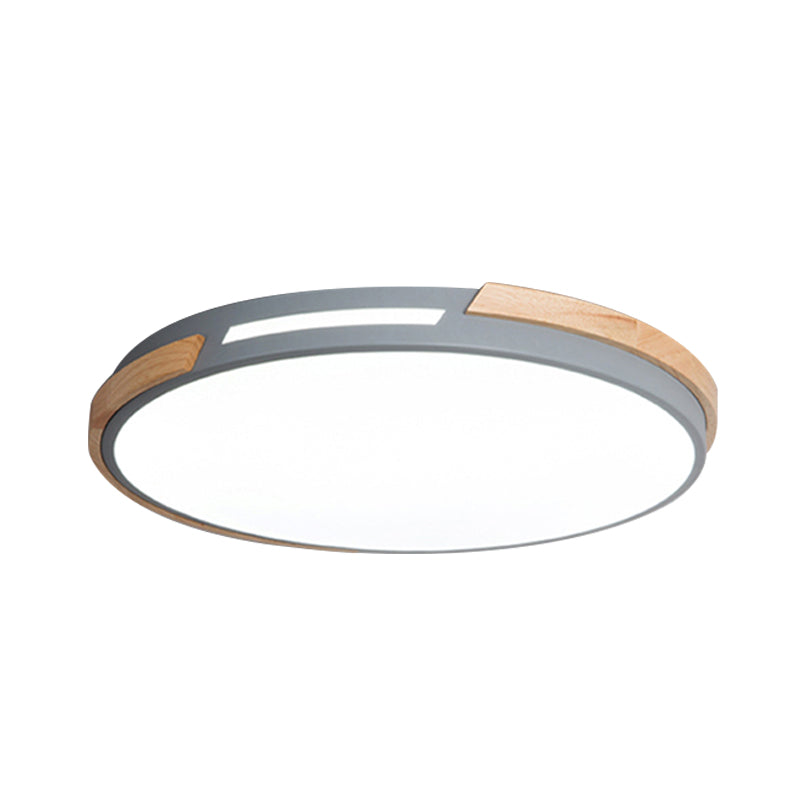 Modern LED Circle Flush Ceiling Light with Macaron Style Acrylic in Green/Grey/White - Ideal for Dining Room Corridor