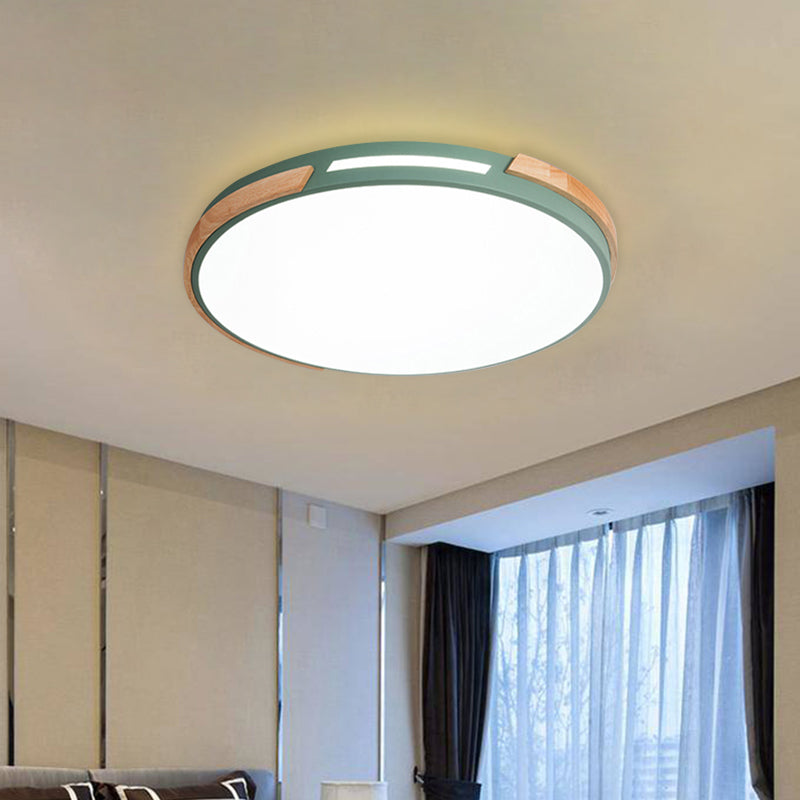 Modern LED Circle Flush Ceiling Light with Macaron Style Acrylic in Green/Grey/White - Ideal for Dining Room Corridor