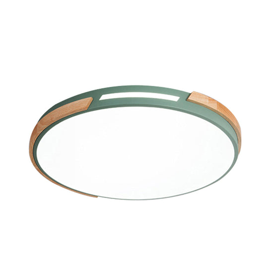 Modern LED Circle Flush Ceiling Light with Macaron Style Acrylic in Green/Grey/White - Ideal for Dining Room Corridor