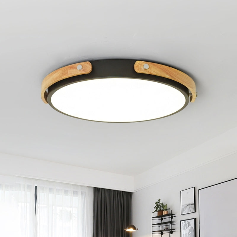 Modern LED Ceiling Lamp - Black/White Circle Bathroom Ceiling Mount Light - Warm/White Light