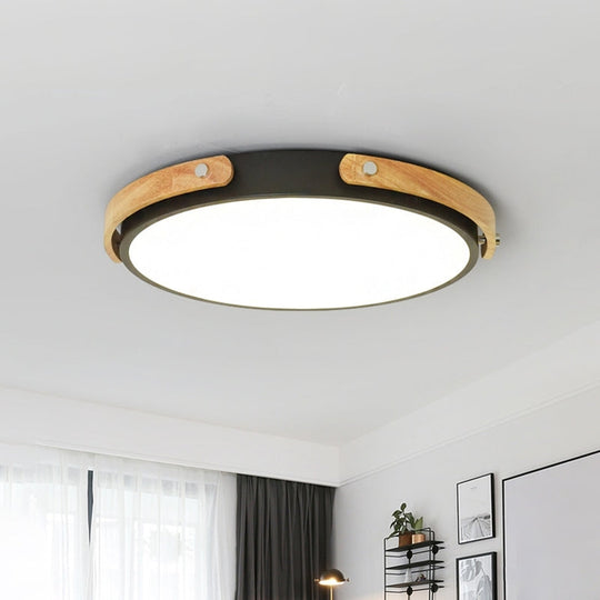Modern LED Ceiling Lamp - Black/White Circle Bathroom Ceiling Mount Light - Warm/White Light