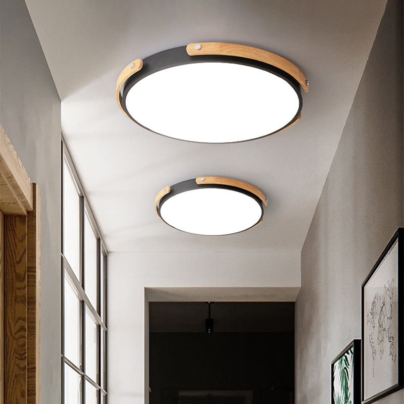 Modern LED Ceiling Lamp - Black/White Circle Bathroom Ceiling Mount Light - Warm/White Light